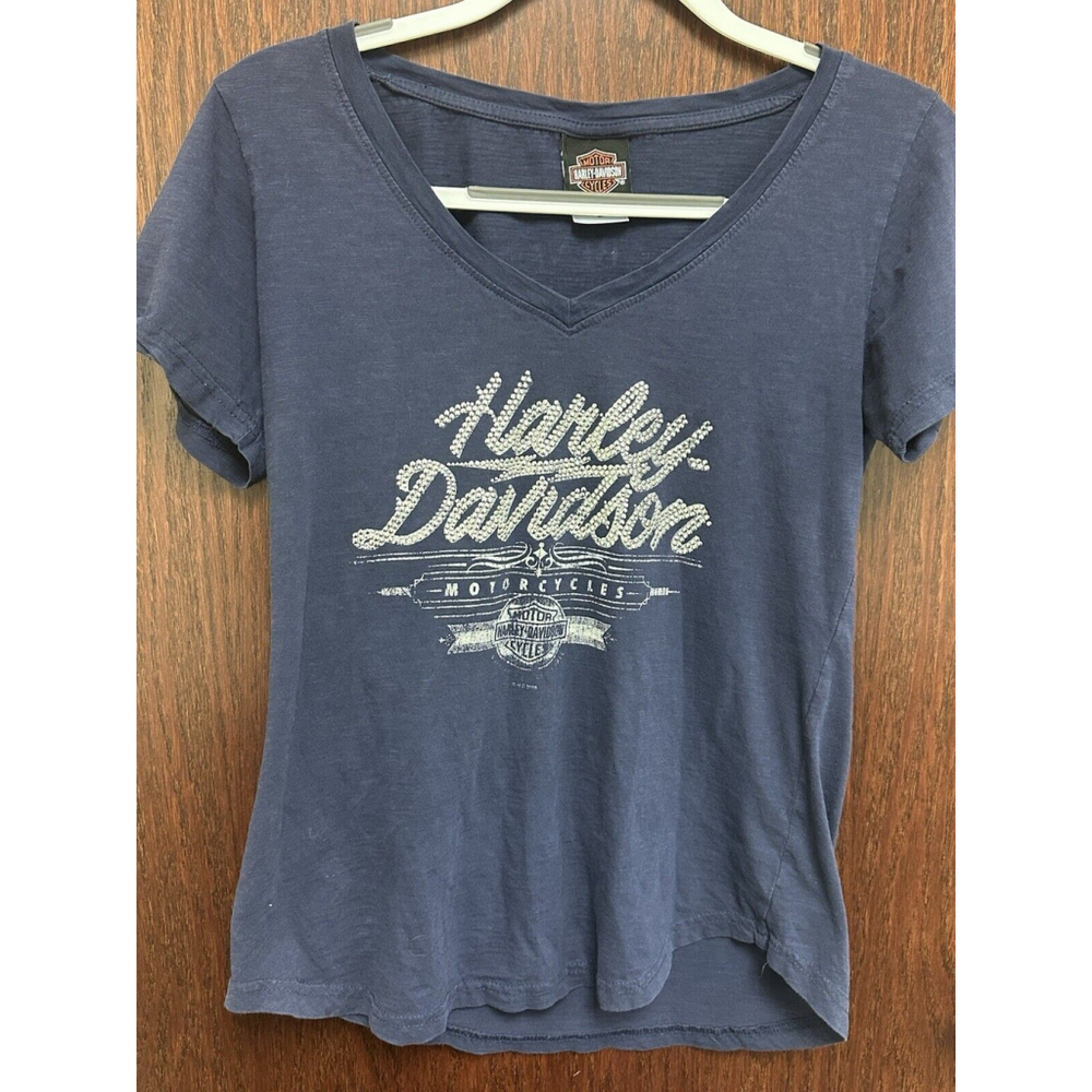Harley-Davidson Women's Navy V‑Neck Logo Tee